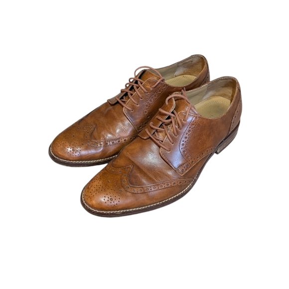 Cole Haan Mens Colton C12845 Distressed Brown Nubuck Wingtip Lace-up Oxfords 8 - Picture 1 of 6